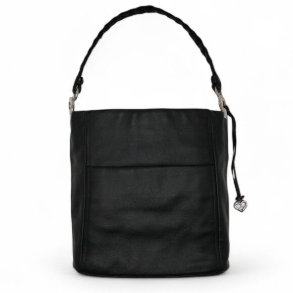 Brighton Anjulina Anju Black Beaded Soft Leather Bucket Shoulder Bag F147953 - Picture 2 of 16